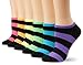 K. Bell Women's 6 Pack Fashion No Show Liner Socks, Rugby Black, 9-11