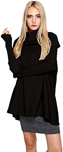 Duberess Women's Knitwear Sweater Loose Casual Knit Pullover Sweater Top (one size, black)