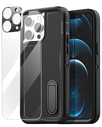 AICase for iPhone 12 Pro Max Case Built-in Kickstand with Glass Screen Protector+Camera Lens,Heavy Duty Drop Protection Full Body Rugged Shockproof Military Protective Tough Durable Cover_1