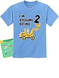 2nd Birthday Bulldozer Construction Party 2 Years Old Boy Toddler Kids T-Shirt
