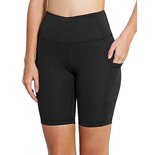 TOTOD Short Pants Women Workout Out Pocket Leggings Fitness Sports Running Yoga Athletic Knickers Shorts Black