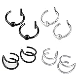 PiercingJ Mens Womens 16g Stainless Steel Non-piercing Fake Nose Ring Clip-on Cartilage Earring