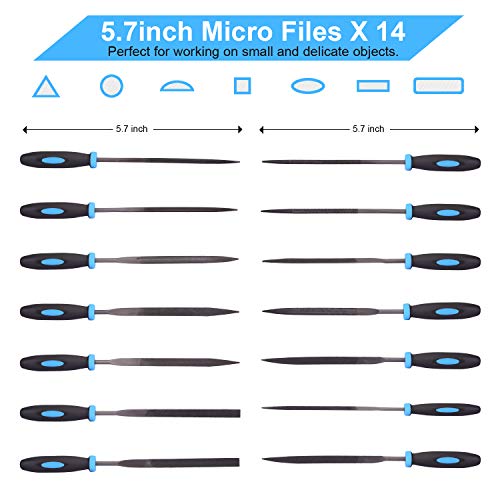 Basecent 20 Pcs Metal & Wood File Rasp Set, T12 High Carbon Steel Hand