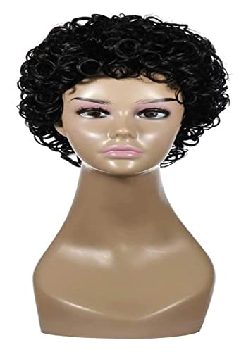 OrBheS Wigs Ms. European and Short Hair Wig Small Curly Wig caps Synthetic Braid African Braid Wig Stage Hip hop