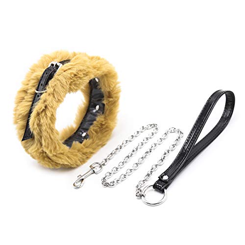 Plush Sex Neck Collar with Traction Rope, SM Bondage Sex Toys for Female, Black Fetish Dog Slave Toys, PU Leather Adult Sex Toys,Picture