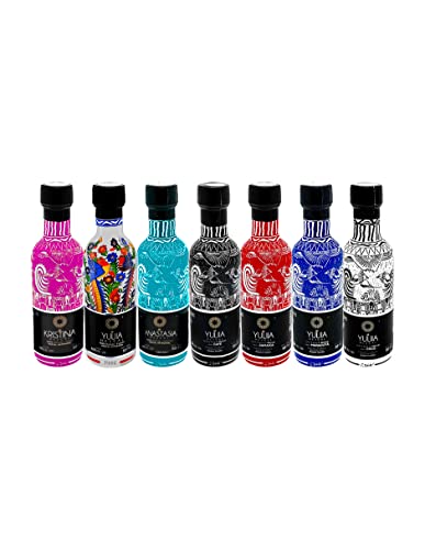 YULIIA Kit Estuche con 7 Botellas a Base de Mezcal - Incluye Espadín, Tepeztate, Tobalá y Sabores Maracuyá, Coco, Café y Jamaica, 50ml c/u