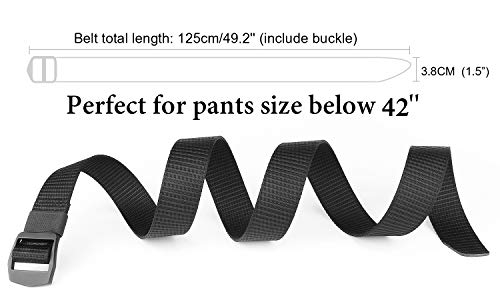 WERFORU Nylon Belts for Men 1.5 Inches Wide Outdoor Military Tactical Web Belt Breathable Soft and Durable Webbing Waist Belt with Black Metal Buckle (Pants Size Below 42\