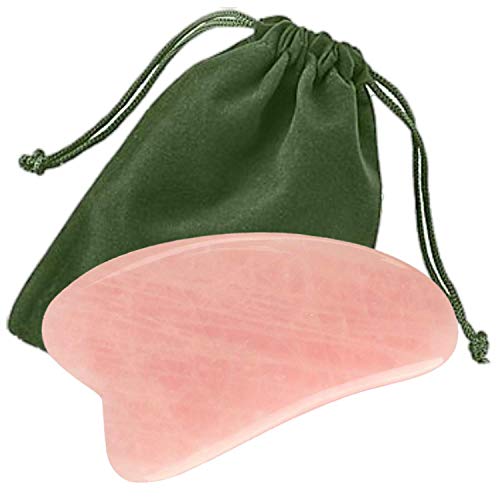 Green Tidings Gua Sha Rose Quartz Scraping Massage Tool for Acupressure and Face