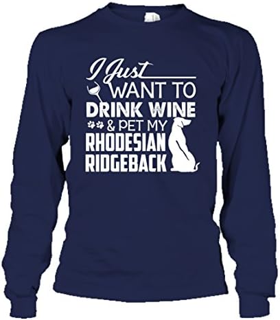 Rhodesian Ridgeback Cool T-Shirt - Love My Rhodesian Ridgeback Beautiful Tee Shirt Design Long Sleeve (S,Navy)
