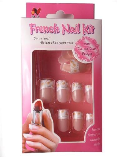 Vivi Nail Relaxing Everyday Fashion Design French Tips 24pcs Fashion Nails w/Glue, Manicure Stick