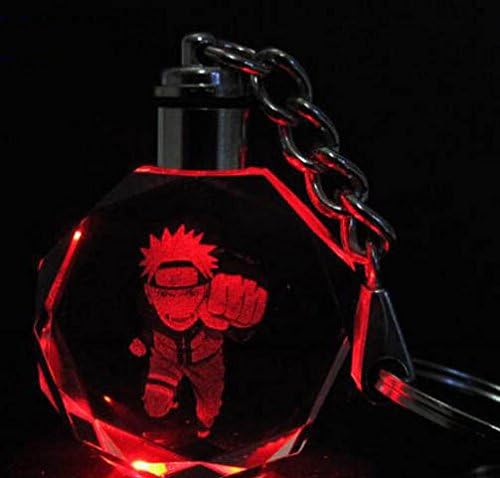 Japan Anime NARUTO Fans Colorful Color Change Led Key Chain Crystal Pendant Key Ring (6#)
