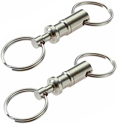 Higere 2Pcs Dual Key Ring Pull Apart Snap Lock Holder Keychain