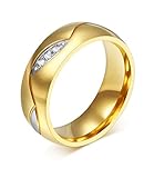 Womens Stainless Steel CZ Couple Ring for Valentine Lover Engagement Promise Wedding Band,Size 7
