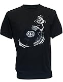SODAtees music vinyl turntable mixer LP record disc T-SHIRT dj - Black - Large