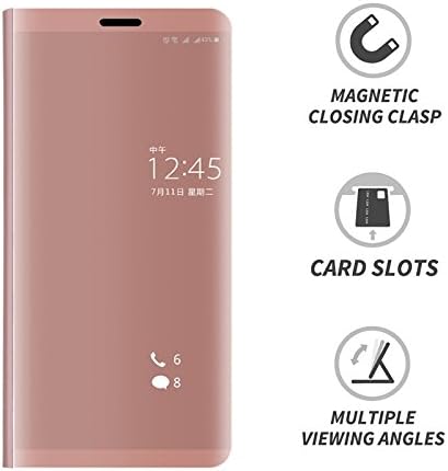 LIKESEA Huawei P9 Plus Case, Slim Fit Electroplate Plating Smart Clear View Case Flip Stand PC Hard Cover 360 Degree Full Body Shockproof Protective Skin For Huawei P9 Plus - Rose Gold