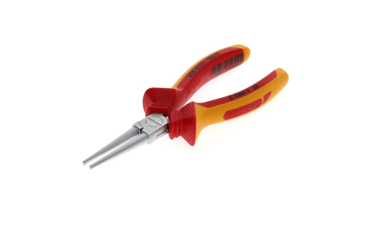 GEDORE VDE Round nose pliers, For gripping/bending, Long round jaws, VDE insulated, Electric, Single joint, VDE 8122-160 H