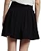 chouyatou Women's Double Waist Side Buttons Pleated Skirt (Medium, Black)