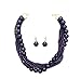 Fashion 21 Women's Twisted Multi-Strand Simulated Pearl Statement Necklace and Earrings Set (Purple Tone)