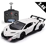 QUN FENG Remote Control RC CAR Racing Cars Compatible with Lamborghini Veneno 2.4G 1:24 Toy RC Cars Model Vehicle for Boys 6,7,8 Years Old,White