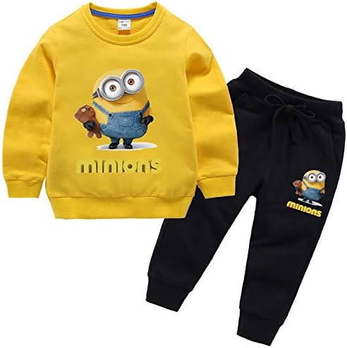 Amazon Co Jp Chani キッズ ミニオン服 パーカー ロングパンツ ミニオンズ子供服 2点セット プルオーバー可愛い 綿 春秋 スポーツウェア 運動着 カジュアル 服 ファッション小物