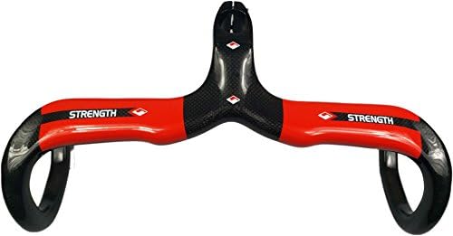 Strength Full Carbon Fiber Handbar 3K Gloss Red Road Bike Stem Handlebar Integrated Handlebar 440 Stem 90