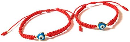 Mommy and Me Heart Evil Eye Red String Bracelet for Protection, Set of 2, Teal.