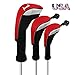 FINGER TEN Golf Club Head Covers Woods Driver Fairway Hybrid 3 Set, Headcovers Men Women Long Neck 1 3 5 7 X with Interchangeable Number Tag, Fit Nike Ping Mizuno Titleist 460CC