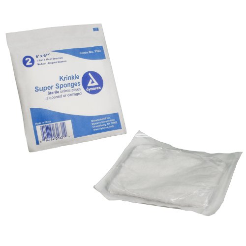 Dynarex Krinkle Super Sponge, Sterile, 6\" X 6.75\", 480/cs - Medex Supply