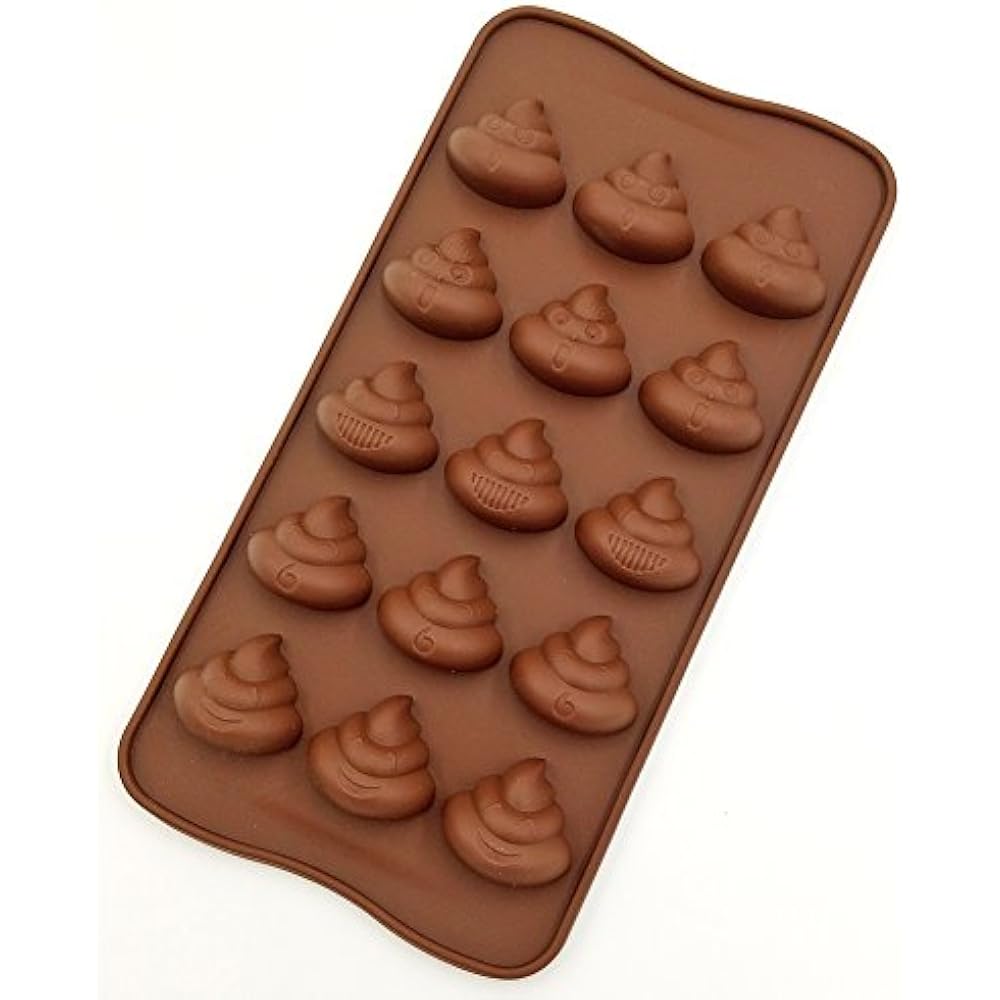 3pc Cute Funny Poop Emoji Candy Molds, Chocolate Silicone Soap Baking