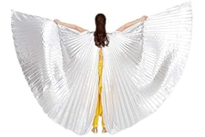Nimiman Belly Dance 360 Degree Opening Isis Wings with Portable Flexible Sticks (Silver)