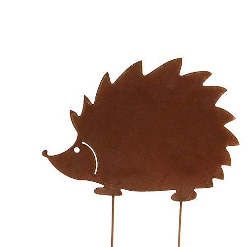 Klocke Edelrost Dekor Garden Stake - Animal Figure - Rust Stake/Animal Figure - Patina Garden Figure - Metal Garden Decoration (Hedgehog - Width: 40 cm)
