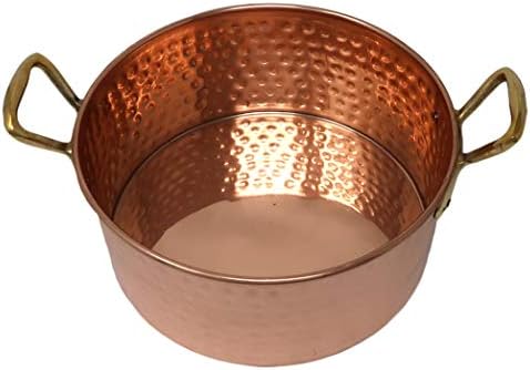 Toyinngg Pack of 12 Copper Cookware Pot with Brass Handles Indian Kitchen Utensil Hand Hammered Capacity 2100 Ml
