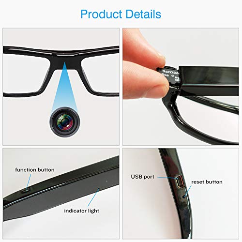 [Upgraded Version] FHD Hidden Camera Eyeglasses, Super Small