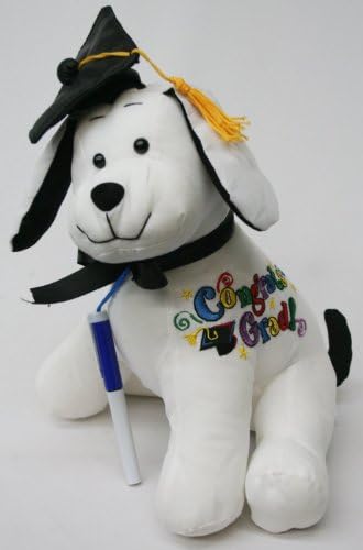 Large & Cute Graduation - 17" Graduation Autograph Stuffed Dog with Pen - Congrats Grad Great for party