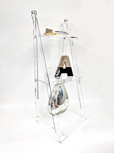 Clear Acrylic Ladder Shelf - Elegant Lucite Bookcase and Display Stand for Livingroom, Office or Bedroom - by Designstyles