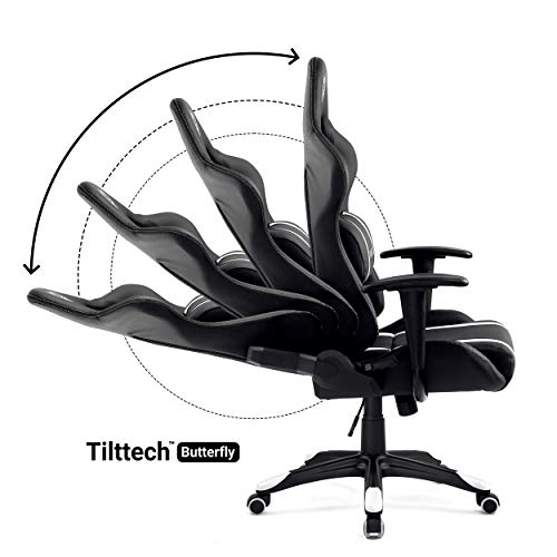 Diablo-X-One-Gaming-Sedia-da-Ufficio-Design-Ergonomico-Meccanismo-di-Inclinazione-Cuscino-Lombare-Finta-Pelle-Portata-150-kg-Nero-Bianco