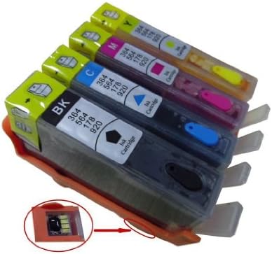 Discountinkllc4 HP 564 564XL Refillable ink Cartridges with chips for HP Deskjet 3520 3521 3522 Officejet 4620