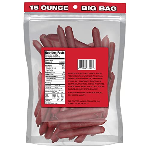 OLD TRAPPER DELI-STYLE BEEF STICKS, JALAPEÑO FLAVOR, 15-OUNCE PACKAGE, SPICY BEEF STICKS, SIX GRAMS OF PROTEIN AND ZERO GRAMS OF SUGAR PER SERVING (PACK OF ONE)