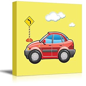 Square Canvas Wall Art - Red Toy Car - Kid