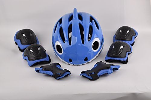 ADMIRE Kids Skateboard Skate Scooter Cycling Bike Helmet with Safety Knee Pads Elbow Wrist Protection Set Adjustable from Toddler to Youth Size for 3-10 Years Old Boys and Girls (Blue, X-Small)