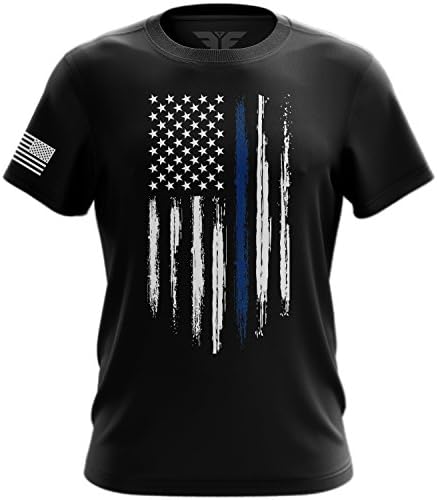 Blue Line Flag T-Shirt Distressed American Flag Tee Blue Lives Matter T-Shirt - Medium