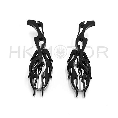 Motorcycle Flame Style Rearview Mirror For Any Cruiser Chopper Custom Black New - Thumbnail 6
