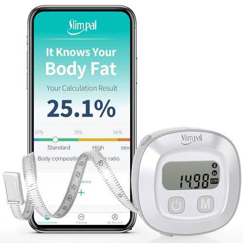 Slimpal Smart Body Measuring Tape, Tape Measure for Body Waist Arms Hip Bust Measurements Device with App, Retractable Bluetooth Monitoring Body Fat BMI Tool for Fitness Shape & Weight Loss
