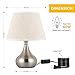 HAITRAL Small Bedside Table Lamps Set of 2 - Unique Elegant Bedside Desk Lamps with Silver Brushed Nickel Base，Modern Lamps for Living Room (Non-Touch Switch)