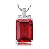 Jewelrypalace Luxury Emerald Cut 9.5ct Created Red Ruby 925 Sterling Silver Pendant Pendant Necklace 18 inches