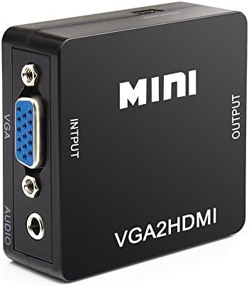 VGA to HDMI Converter, RedHoney Full HD 1080P Video Adapter with 3.5mm Audio port Support HDTV for Graphics Card Laptop Notebook PC to HDTV Monitor Mac Projector Black