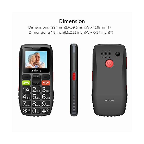 Artfone-Big-Button-Mobile-Phone-for-Elderly-Unlocked-Senior-Sim-Free-with-SOS-Emergency-Button1400mAh-Battery artfone C1 Black,Big Button Mobile Phone for Elderly, Unlocked Senior Mobile Phone with SOS,1400mAh Big Battery,Three…