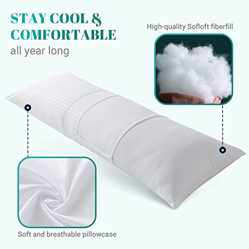 Cosybay Full Body Pillow Insert with White Pillowcase Fluffy Long Bed