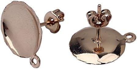 40pc Gold Tone Stud Earring Cabochon Setting Post Cup 13mm with Stoppers A1581