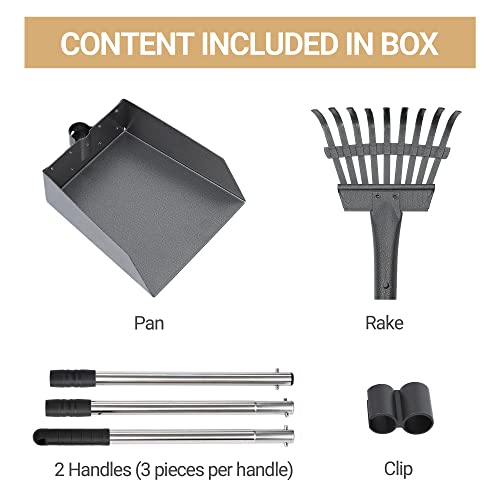 Heeyoo Dog Pooper Scooper, Dog Poop Tray and Rake Set, Pet Waste Removal Scoop with Long